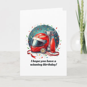 Carte Age Monogramme Course Voiture Anniversaire Gagnant
