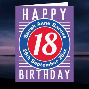 Carte Âge, nom et date d'un 18e anniversaire