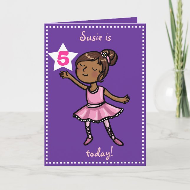 Carte Age personnalisable Danseuse de ballet de dessin (Devant)