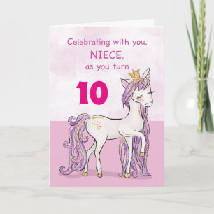 Carte Âge personnalisé Anniversaire de la nièce Cheval r