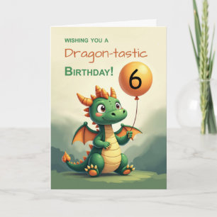 Carte Âge personnalisé Anniversaire mignon Dragon tenant