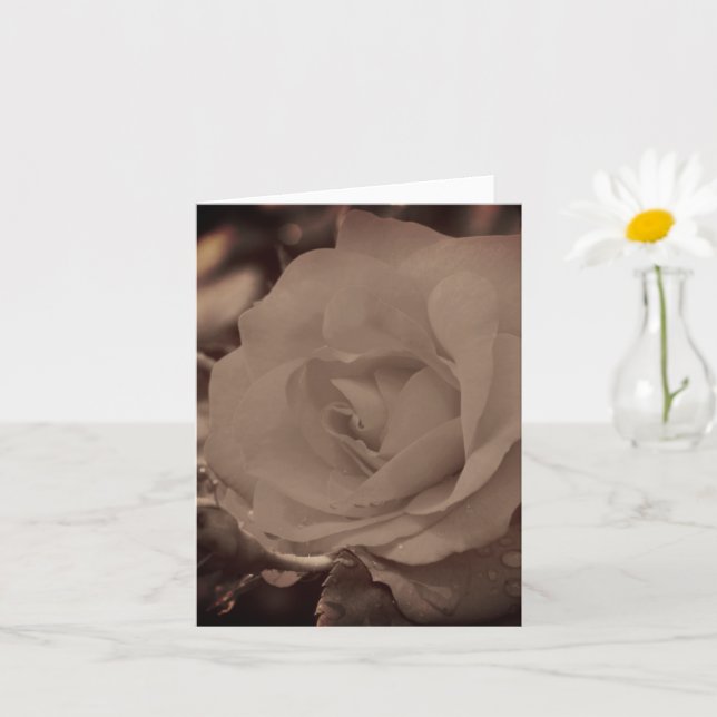 Carte Aged Vintage Sepia Rose Flower Note (Petite plante)
