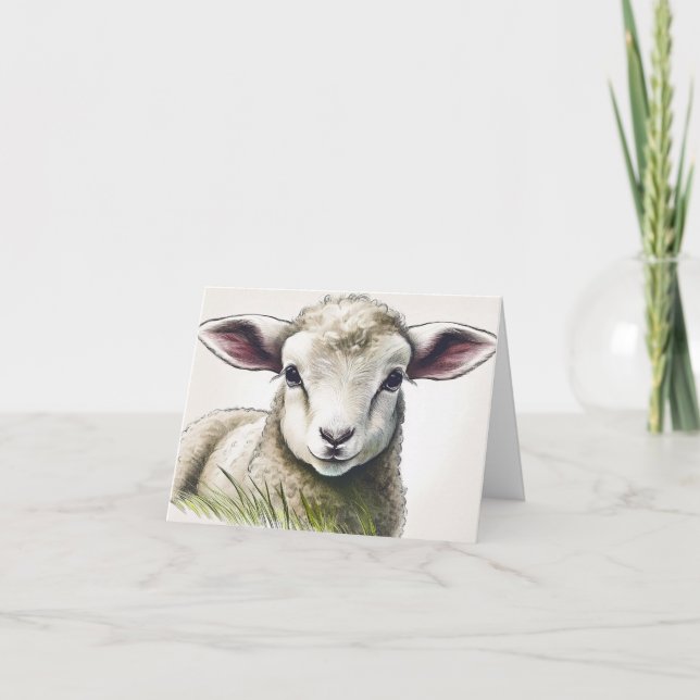 Carte Agneau dans l'herbe Pâques (Devant)