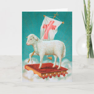 Carte Agneau pascal chrétien / Agnus Dei Joyeuses Pâques