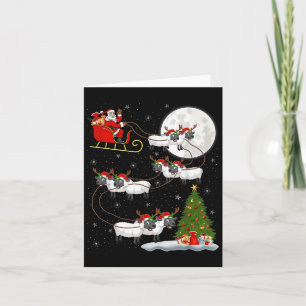 Carte Agneaux Moutons Père Noël Traîneau Volant Drôle Ma