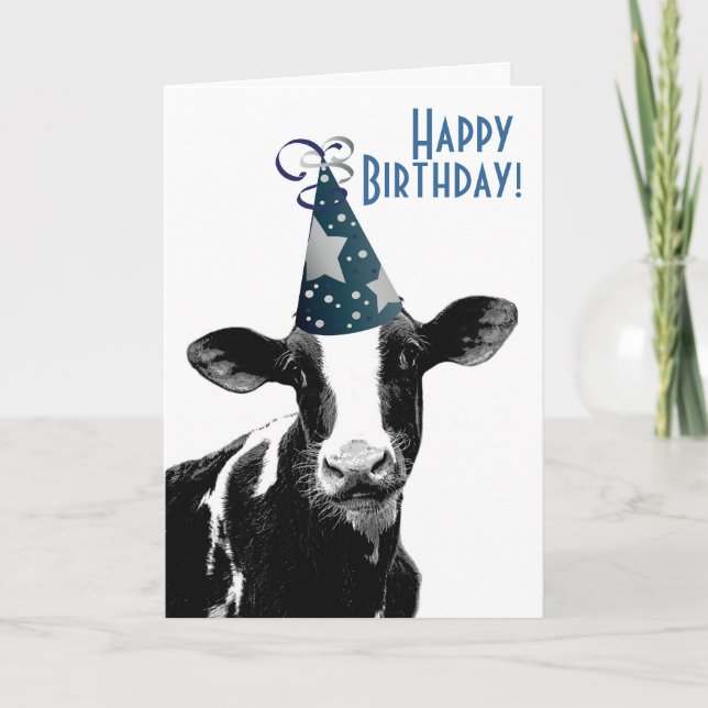 Carte Agriculteur de joyeux anniversaire - vache à (Devant)