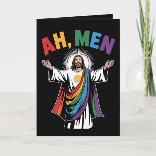 Carte Ah Men Funny Jesus LGBTQ Gay pride Arc-en-ciel