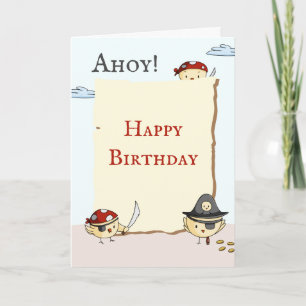 Carte Ahoy Bird Pirate Thème Anniversaire Salutation