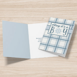 Carte Ahoy C'est un garçon Baby shower nautique