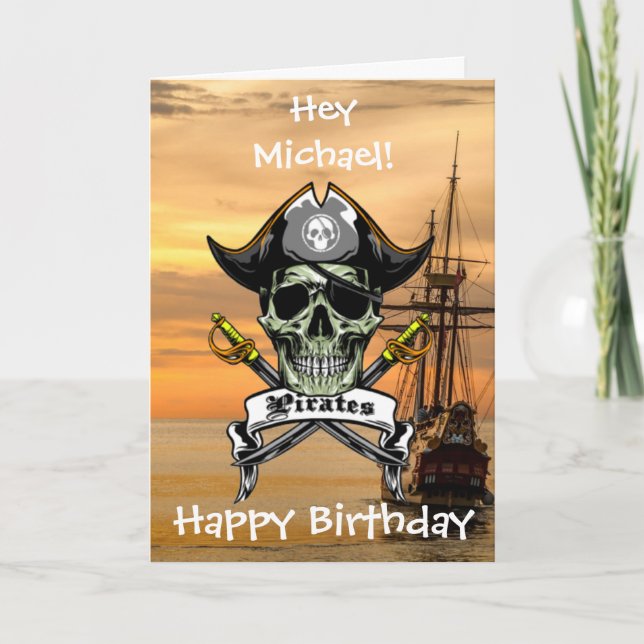 Carte Ahoy ! Pirate Anniversaire Fun (Devant)