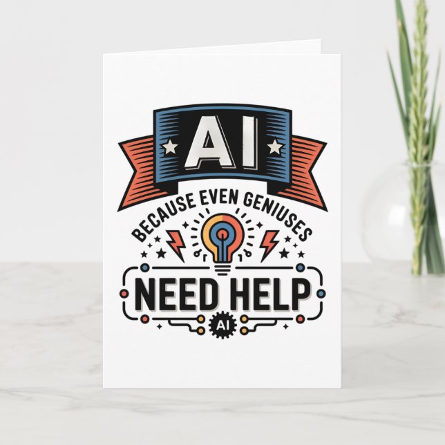 Carte AI Genius Humor Tech Quote Design (Devant)