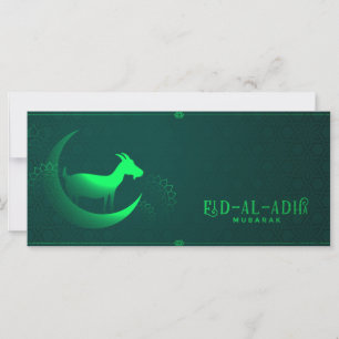 Carte Aïd al Adha Moubarak Croissant Vert de chèvre