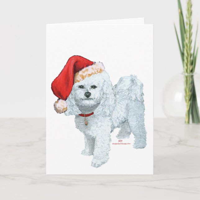 Carte Aide du Père Noël Bichon Frise (Devant)