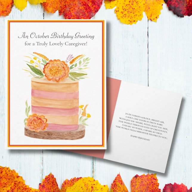 Carte Aide-soignante Octobre Anniversaire Marigolds sur  (Créateur téléchargé)