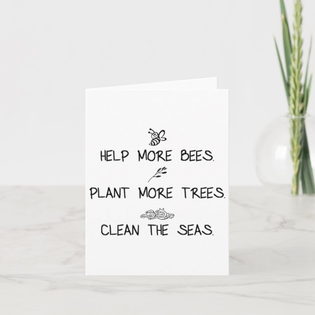 Carte Aider plus d'abeilles planter plus d'arbres nettoy (Devant)