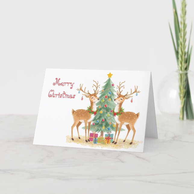 Carte Aides de rennes de Santa & Noël fantaisiste (Devant)