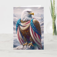 Aigle à tête froide avec drapeau 4 juillet