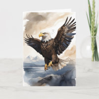 Aigle chauve volant haut au-dessus de la mer vierg
