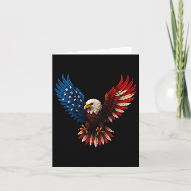 Carte Aigle Patriotique Eagle, Drapeau Américain 4e Ju (Devant)