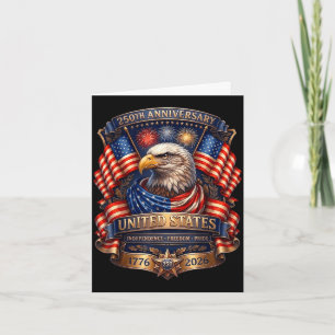 Carte Aigle patriotique et drapeau 250 ans 1776-2026 4èm