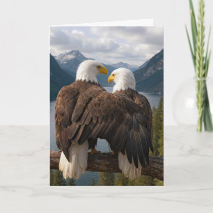 Carte Aigles chauves d'anniversaire sur une branche