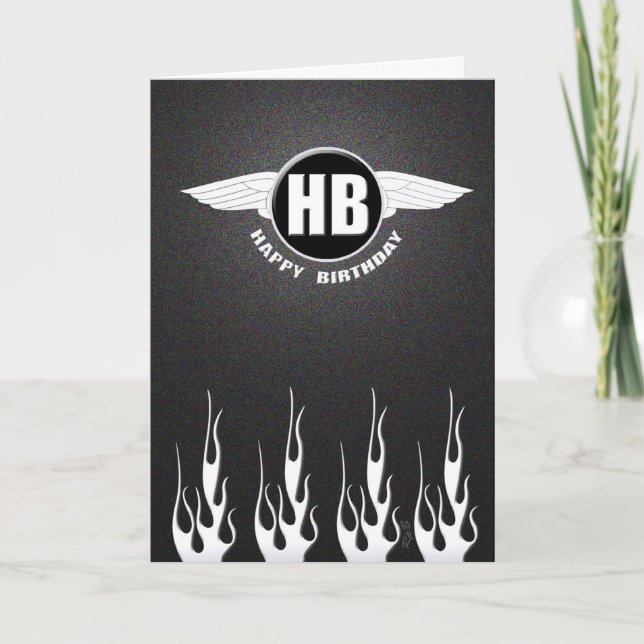 Carte Ailes & Flames : Biker Anniversaire (Devant)