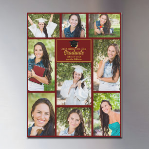Carte aimantée de collage photo de remise de diplô