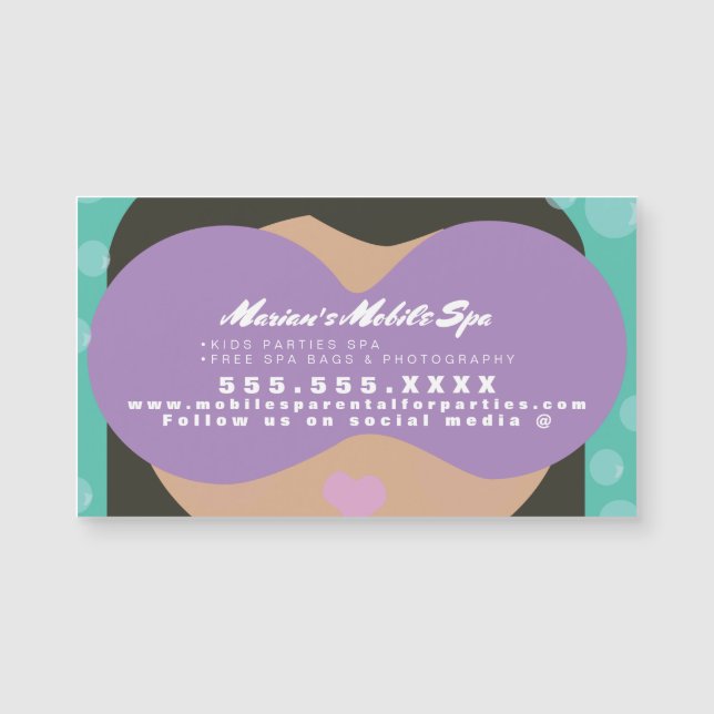 Carte aimantée pour la location de spa pour enfant (Devant)