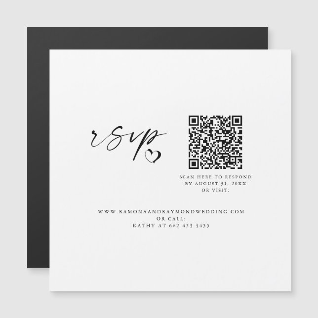 Carte aimantée QR Code pour site web de mariage à  (Devant / Derrière)