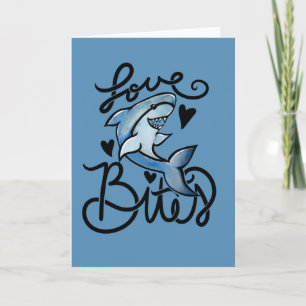 Carte Aime BITES drôle Saint Valentin Requin