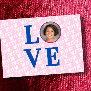 Carte Aime Maman Amour Mère photo personnalisée chic mod