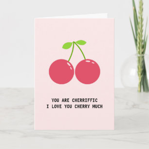 Carte Aimer Cerise Fruit Pun Je T'Aime Anniversaire