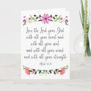 Carte Aimez le Seigneur votre Dieu Floral