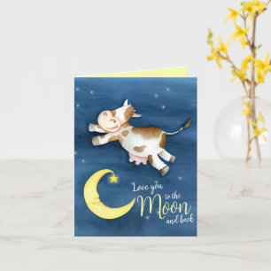 Carte Aimez-vous au baby shower de la vache lune merci