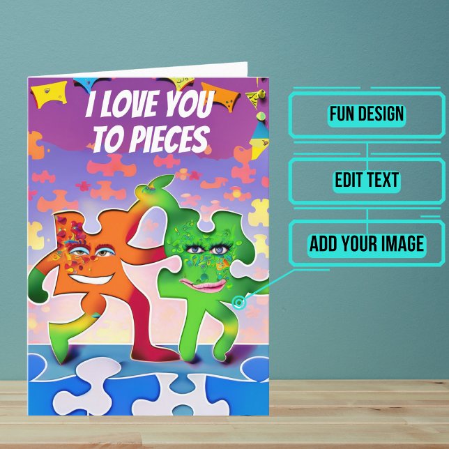 Carte Aimez-vous au Puzzle Pièces Petit ami Anniversaire (This fun card is unique and colorful and funny and perfect for a boyfriend.)