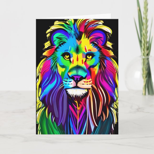 Carte Aimez-vous beaucoup | Lion Face Imaginaire mystiqu (Devant)
