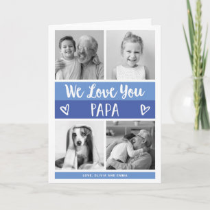 Carte Aimez-vous Papa   Grille photo couleur bleue