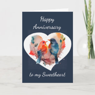 Carte Aimez-vous pour toujours Anniversaire Lovebirds