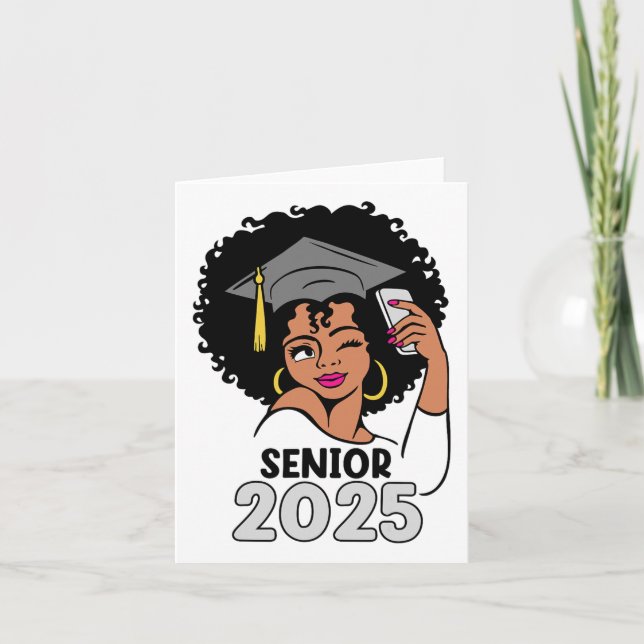Carte Aînés Cl De 2025 Graduation 25 Afro Black Womens (Devant)