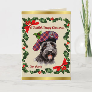 Carte Ainslie Scottie Dog Noël personnalisé