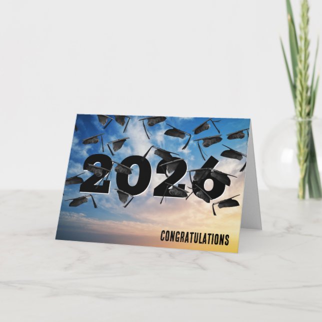 Carte Airborne 2026 Black Graduation Hats (Devant)