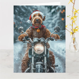 Carte Airedale Chien équitation Moto Noël