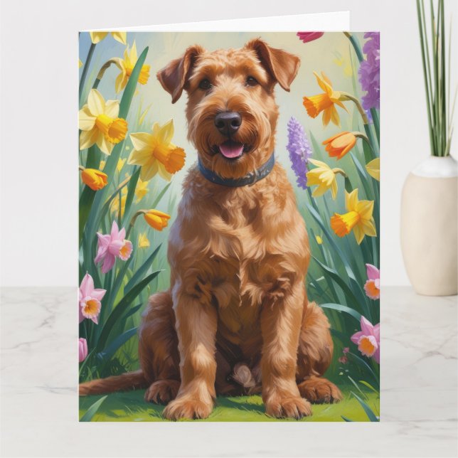 Carte Airedale Fleurs de printemps de chien Peinture (Devant)
