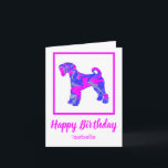Carte Airedale Terrier Dog Funny Birthday Card<br><div class="desc">Silhouette Airedale Terrier chien en rose chaud fou et bleu brillant abstrait motif moderne. Le message d'anniversaire à l'intérieur peut être changé à tout ce que vous voulez. Personnalisez avec le nom sur le devant.</div>