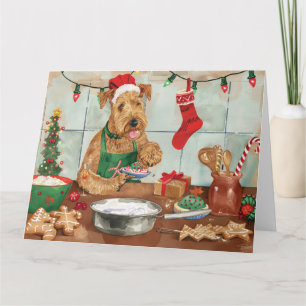 Carte Airedale Terrier Gâteau de vacances : Noël festif