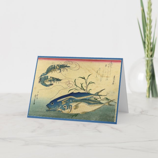 Carte Aji & Ebi - Poisson japonais coloré Hiroshige (Devant)