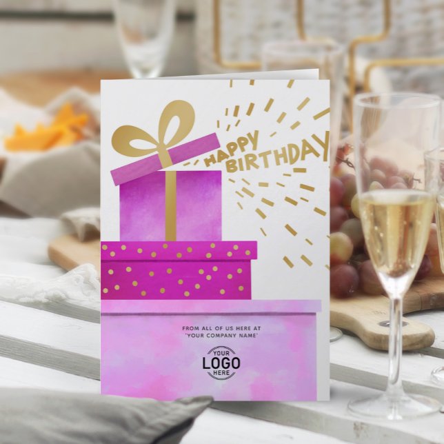 Carte Ajouter des boîtes cadeaux Joyeux Anniversaire Log (Créateur téléchargé)