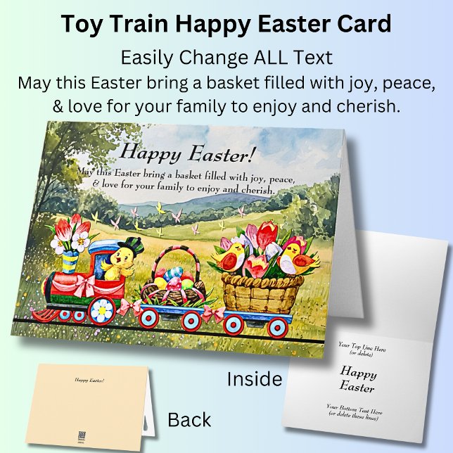 Carte Ajouter des noms, Joyeux train de jouets de Pâques (Créateur téléchargé)