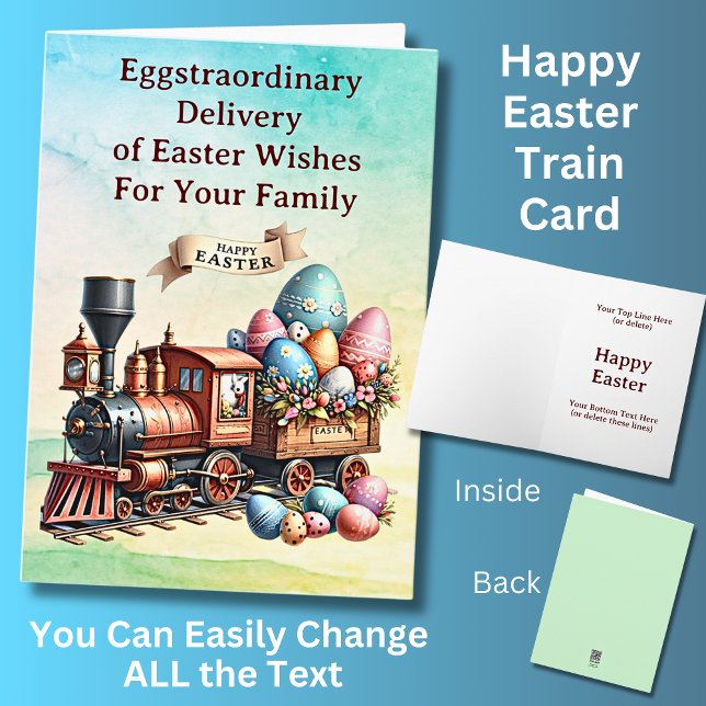Carte Ajouter des noms, oeufs au chocolat Train à vapeur (Créateur téléchargé)