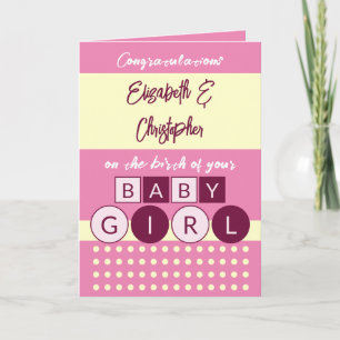 Carte Ajouter des noms rose jaune nouvelle fille nouveau
